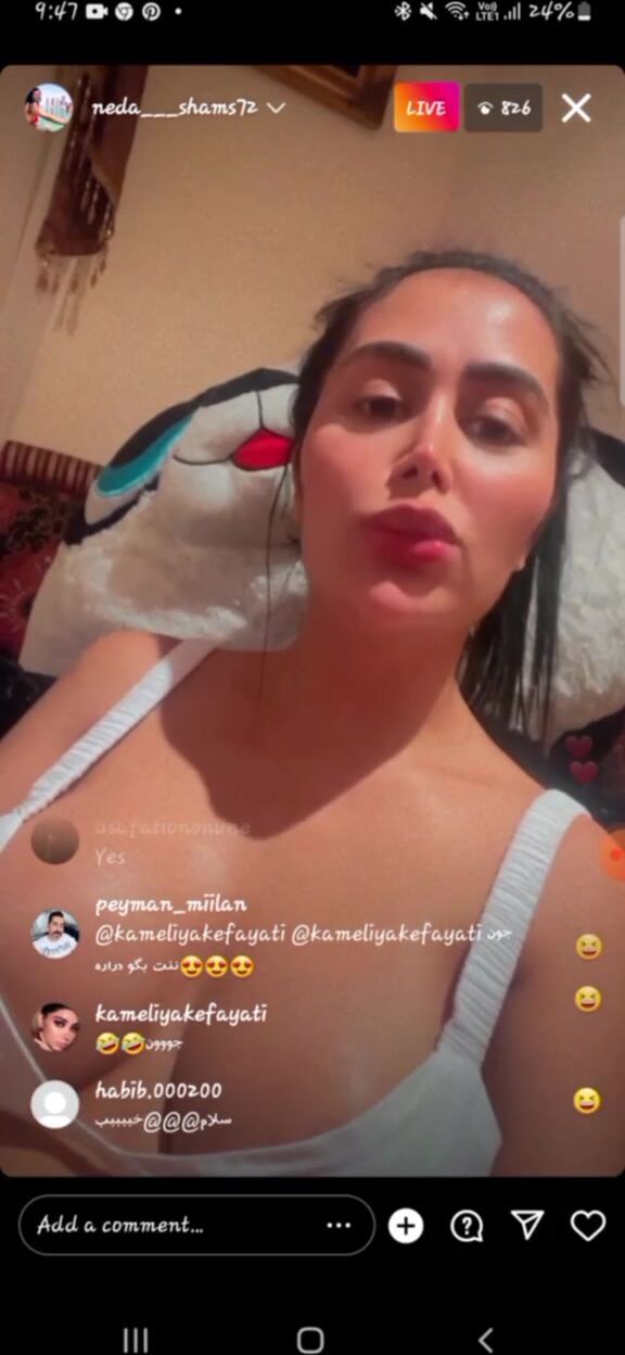 Iranian Blogger Neda Shams Nipple IG Live