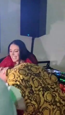 Angela White with a lucky fan