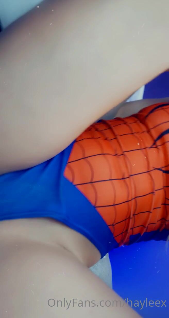 Hayleex in a very tight spiderman suit